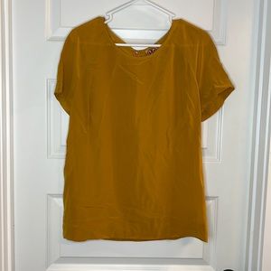 Tory Burch Mustard Yellow silk shirt sz 12